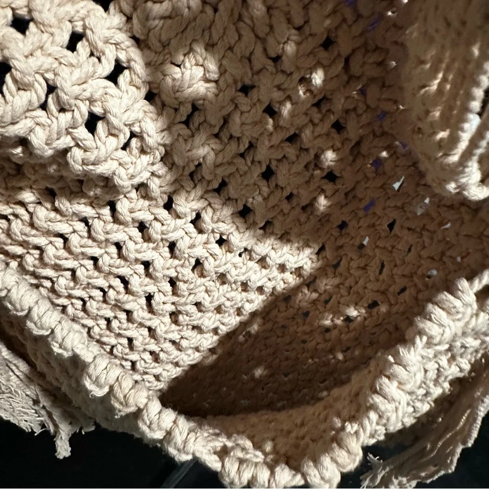 Handmade Macrame Fringe Shoulder Bag Purse - Picture 5 of 7